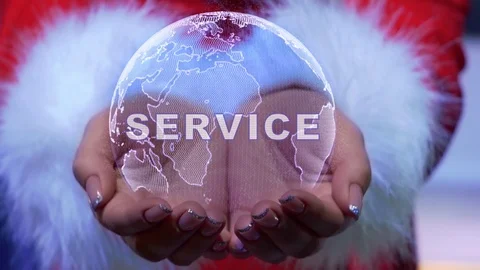 Hands holding planet with text Service Video stock 126797001