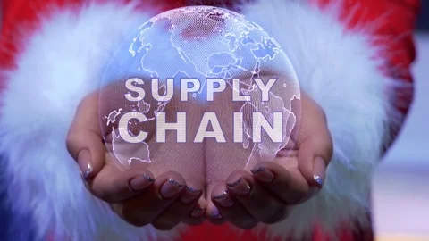 Hands holding planet with text Supply Chain Stock Footage 125846525