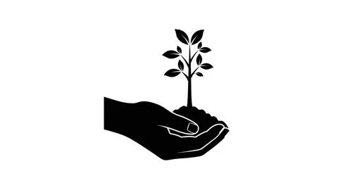 Hands holding a plant Stock Illustration