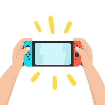 Hands holding portable console. Stock Illustration