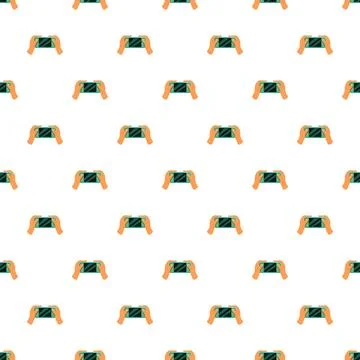 Hands holding portable game console playing background pattern 스톡 일러스트