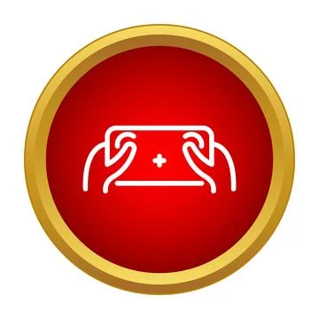Hands holding portable game controller playing mobile video games Illustrazione stock