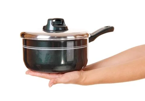 Hand's holding pot. Foto stock