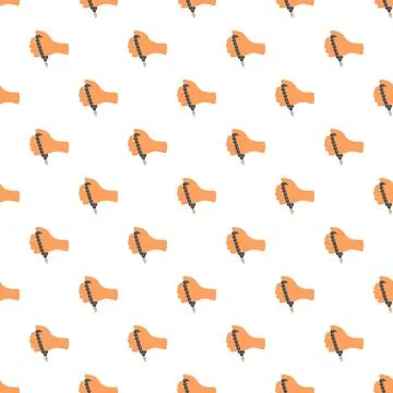 Hands holding prayer beads seamless pattern Illustrazione stock
