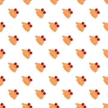 Hands holding red dice seamless pattern for gambling Stock Illustration