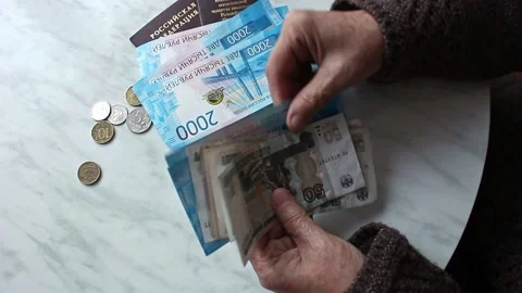 Hands holding russian rubles Stock Footage 164719965