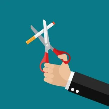 Hands holding scissors cut a cigarettes Stock Illustration