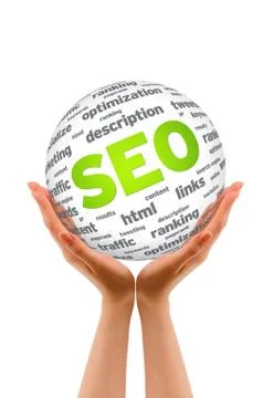 Hands holding a seo sphere Stock Illustration