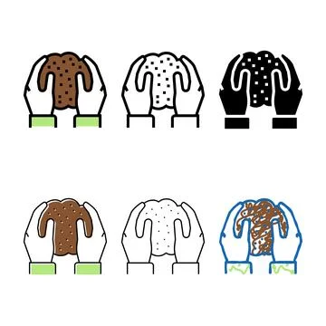 Hands holding set soil in hands color icon vector イラスト素材