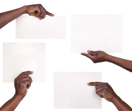Hands holding sheets of paper Stock Photos