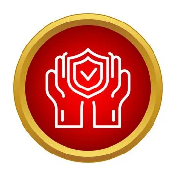 Hands holding shield icon representing protection and security Stock Illustration