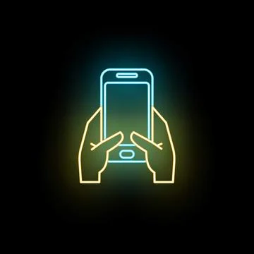Hands holding smartphone and interacting with screen Stock Illustration