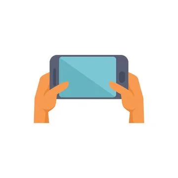 Hands holding smartphone with blank screen browsing internet Stock Illustration