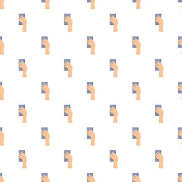 Hands holding smartphone devices seamless pattern Stock Illustration