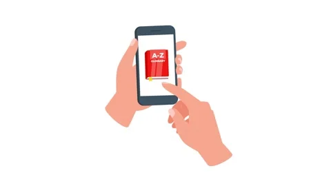 Hands Holding Smartphone with Dictionary App and Green Screen Video stock 310849508