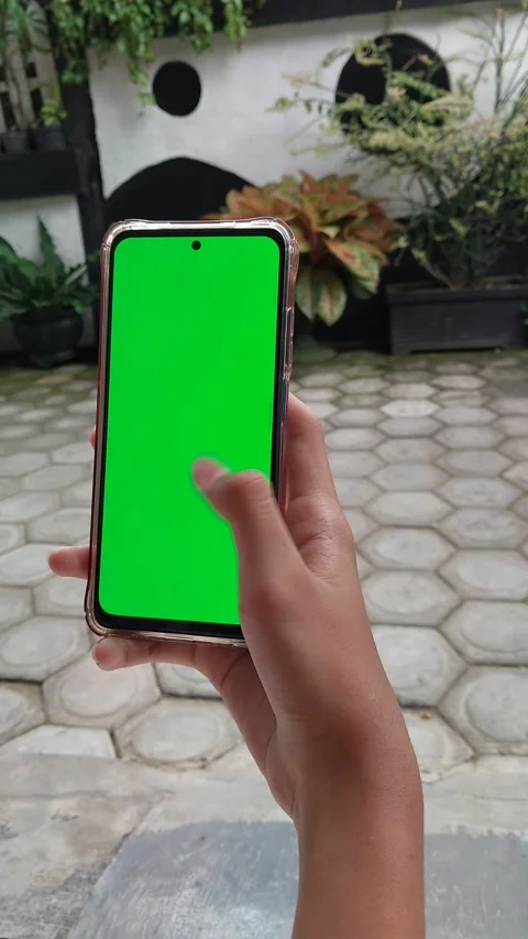 Hands Holding Smartphone With Green Screen Stock Footage 302834229