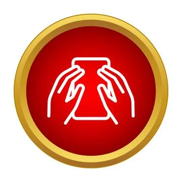 Hands holding smartphone icon for communication technology Illustrazione stock