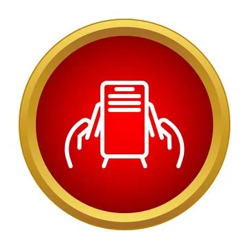 Hands holding smartphone icon for mobile technology concept Stock Illustration