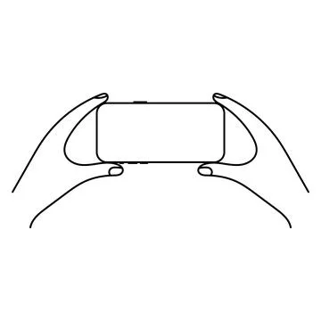 Hands Holding Smartphone Outline Vector Illustration Stock Illustration