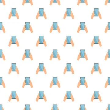 Hands holding smartphone pattern on white background Illustrazione stock