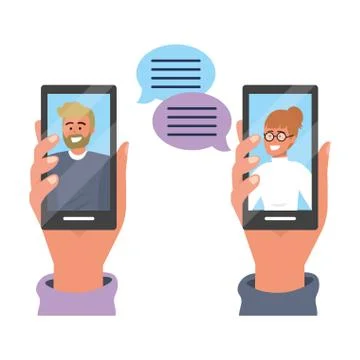 Hands holding smartphone tech Stock Illustration