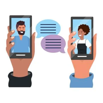 Hands holding smartphone tech Stock Illustration