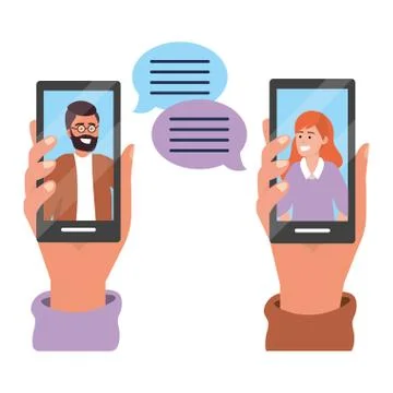 Hands holding smartphone tech Stock Illustration