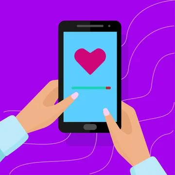 Hands holding a smartphone. Vector flat illustration. Stock Illustration