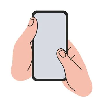 Hands holding smartphone vertically, mobile communication, apps and technol.. Stock Illustration
