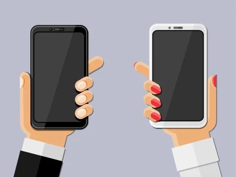 Hands holding smartphones Stock Illustration