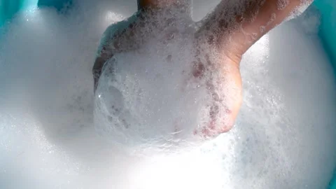 Hands Holding Soap Bubbles in Clean Water, Close-up, Wash hands hygiene Stock Footage 330658561