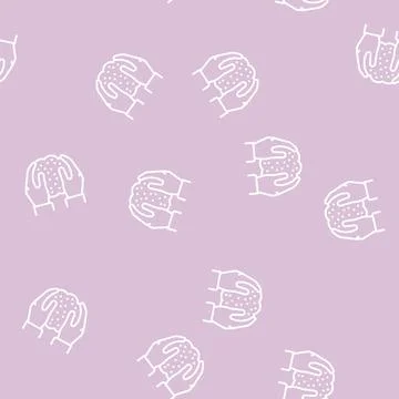 Hands holding soil in hands line seamless pattern Illustrazione stock