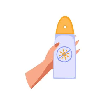 Hands holding spf gel. Concept of UV protection for skin, health care, protectio Stock Illustration