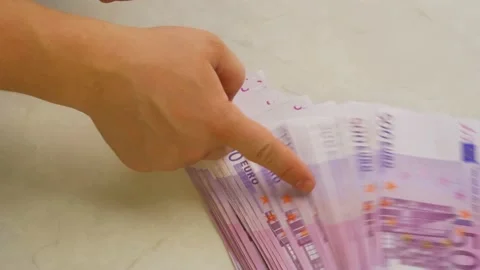 Hands Holding Stack Of 500 Euro Banknotes Stock Footage 139114920