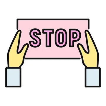 Hands holding stop sign delivering important message Stock Illustration