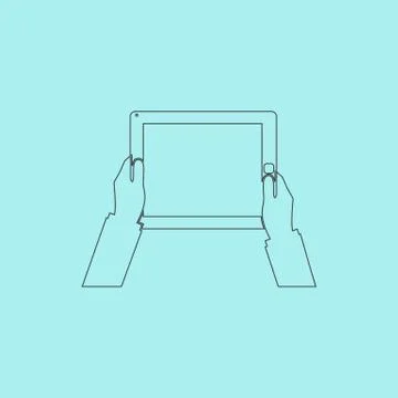 Hands holding tablet computer with blank screen Stock Illustration