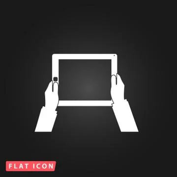 Hands holding tablet computer with blank screen Stock Illustration
