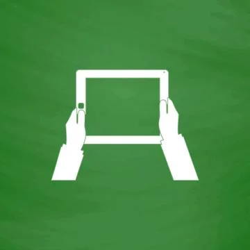 Hands holding tablet computer with blank screen Stock Illustration