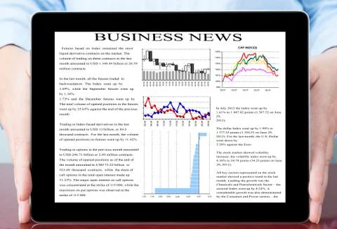 Hands holding a tablet computer Foto stock