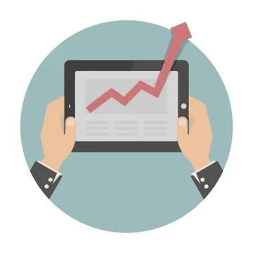 Hands holding a tablet with graph , eps10 vector format Stock Illustration