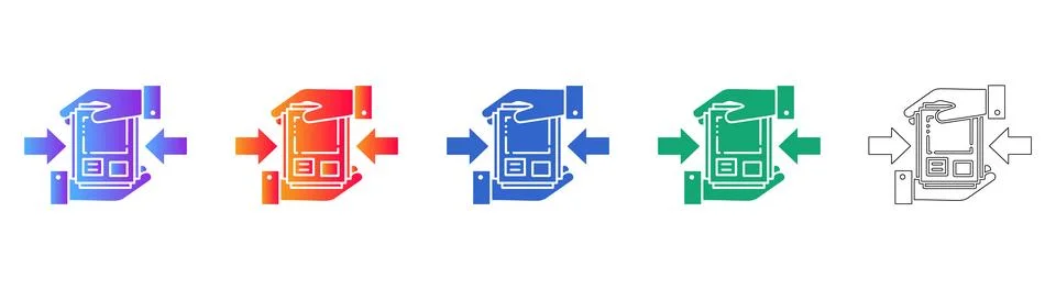 Hands Holding Tablet Icon Set Stock Illustration