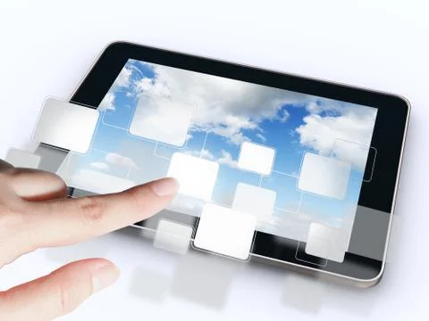 Hands holding tablet Stock Illustration
