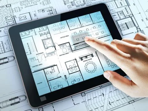 Hands holding tablet Stock Illustration