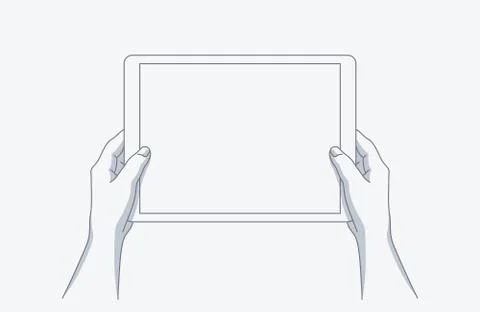 Hands holding a tablet Stock Illustration