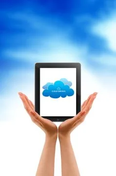 Hands holding a tablet pc Illustrazione stock