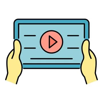 Hands holding tablet watching online video media Stock-Illustration