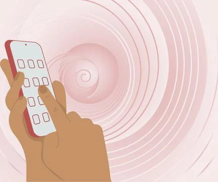 Hands Holding Technological Device Pressing Application Button Stock Illustration