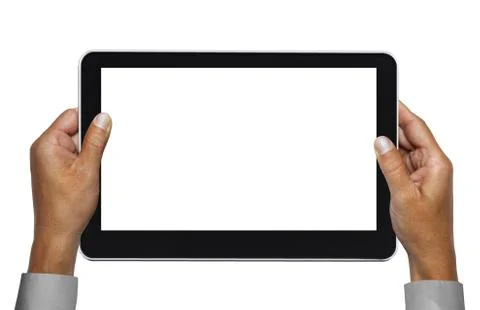 Hands holding touchpad Stock Photos