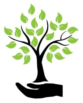 Hands Holding Tree Stock Illustration