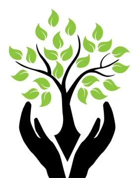 Hands Holding Tree Stock Illustration